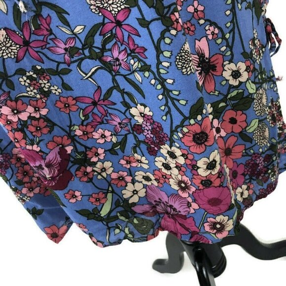 WAYF Women's M Medium Mini Shift Dress Cold Shoulder Dress Floral Pattern Blue - Picture 5 of 7